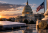 US-Kapitol mit Bitcoin-Symbol als Darstellung des CLARITY Act und der Krypto-Regulierung in den USA