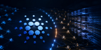 Cardano verhindert Governance-Blockade: Weg für Leios ist frei Cardano-Symbol vor einem digitalen Netzwerk zur Governance-Abstimmung und zum Leios-Upgrade