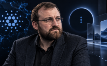 Cardano-Gründer will 10 Midnight-Projekte mit Milliardenbewertung aufbauen Charles Hoskinson vor stilisierten Symbolen von Cardano und Midnight