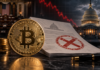 CLARITY Act-Schock: Ist der Bitcoin-Bullenmarkt jetzt in Gefahr? Bitcoin vor dem US-Kapitol nach dem Scheitern des CLARITY Act