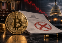 CLARITY Act-Schock: Ist der Bitcoin-Bullenmarkt jetzt in Gefahr? Bitcoin vor dem US-Kapitol nach dem Scheitern des CLARITY Act