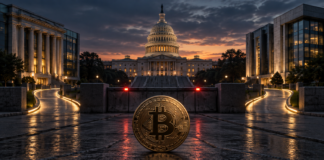 CLARITY Act gescheitert: Wie es für Bitcoin und Krypto weitergeht Bitcoin vor dem US-Kapitol nach dem Scheitern des CLARITY Act im Senat