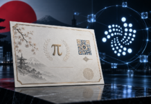 Digitales japanisches Mathematikzertifikat mit QR-Code vor dem IOTA-Netzwerk