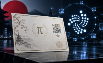 Digitales japanisches Mathematikzertifikat mit QR-Code vor dem IOTA-Netzwerk