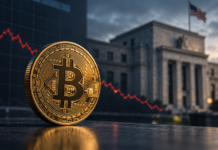 Bitcoin vor der US-Notenbank mit fallendem Kurschart nach den neuen US-Inflationsdaten