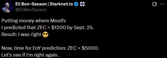 Tweet von Zcash Co-Founder 
