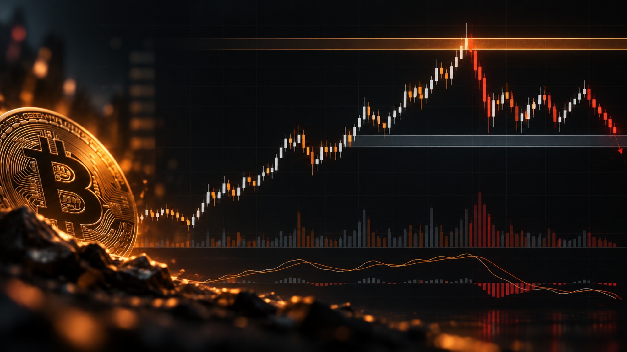 Bitcoin-Kurs scheitert am Widerstand und fällt zurück in eine enge Handelsspanne mit erhöhtem Abwärtsrisiko.