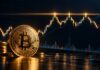 Bitcoin vor Chart mit Widerstandszone und möglichem Ausbruch oder Rücksetzer.