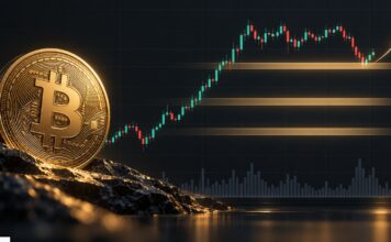 Bitcoin: Jetzt kaufen oder abwarten? Analyst nennt 3 wichtige Kursmarken Goldene Bitcoin-Münze vor einem Kurschart mit markierten Unterstützungszonen und einer möglichen Kurserholung nach einer Korrektur.
