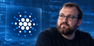 Cardano-Gründer enthüllt geheimes Projekt: Daran arbeitet Hoskinson KI-Illustration von Charles Hoskinson neben dem Cardano-Logo vor einem blauen Hintergrund mit angedeutetem Programmcode.