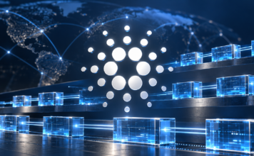 Cardano zündet Turbo: Leios soll Durchsatz bis zu 15x steigern Silbernes Cardano-Logo vor blauen, auf mehreren Ebenen angeordneten Blockchain-Blöcken.