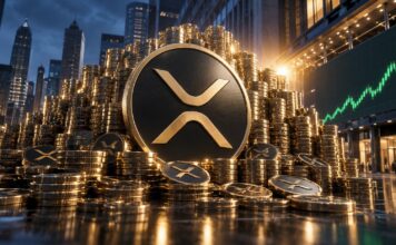 XRP-Symbol vor einem großen Bestand an XRP-Coins als Darstellung der geplanten Evernorth-Treasury