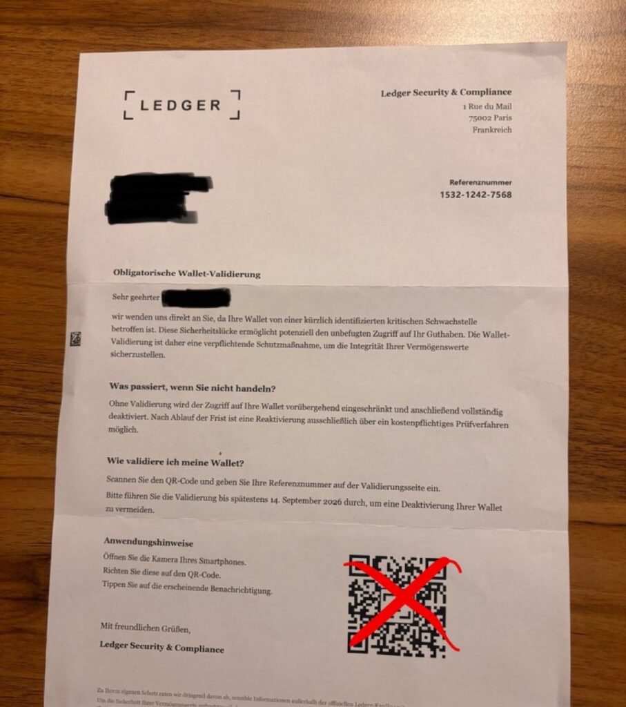 Fake Brief von Ledger