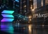 Solana und JPMorgan kooperieren bei Onchain-Projekt Solana-Logo und JPMorgan-Logo vor Finanzmarkt- und Blockchain-Hintergrund