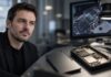 Ledger-Skandal: CTO bricht sein Schweigen und enthüllt neue Details zum Millionen-Hack Porträt von Ledger-CTO Charles Guillemet in einem Labor neben einem geöffneten Hardware-Wallet mit sichtbaren elektronischen Bauteilen und Prüfwerkzeugen.