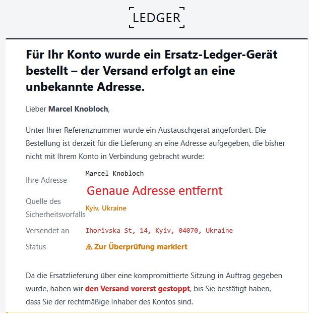 Fake Ledger Email