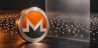 Monero: Privacy-Upgrade FCMP++ erreicht Meilenstein Silberne Monero-Münze vor einer Milchglasscheibe und zahlreichen kleinen Metallkugeln auf dunklem Hintergrund.